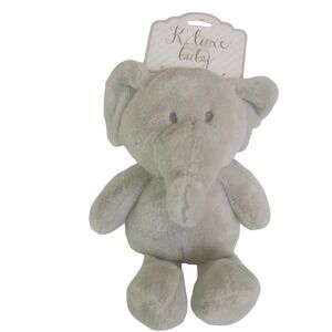 Kelly Toy‎ Gray Baby Elephant 12" Plush Rattle Crinkle Ears Stuffed Soft Toy